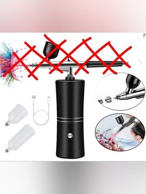 For Parts- Rechargeable  Airbrush Kit,  Built-In Compressor New NO TOP NOZZLE